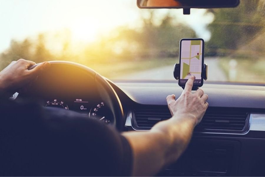 Man using GPS tracking