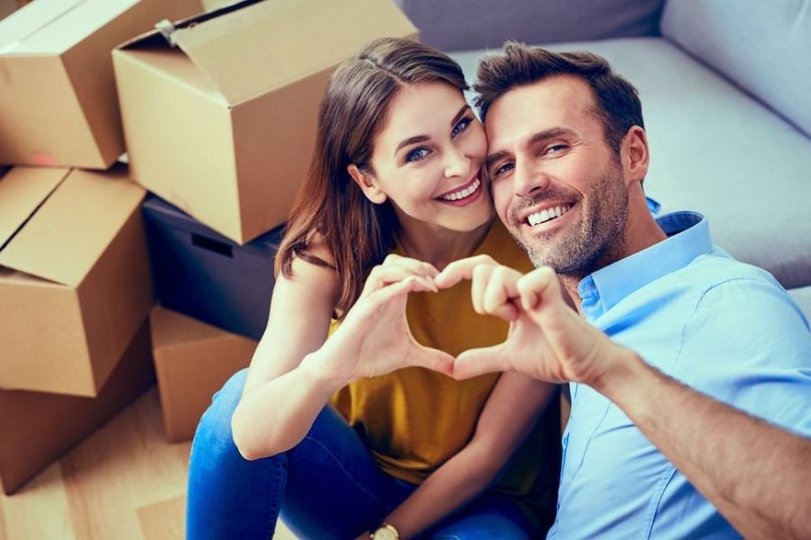 Happy couple after moving house stress-free