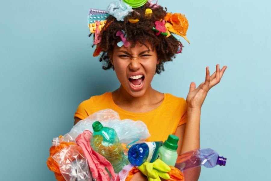 Girl representing solid waste