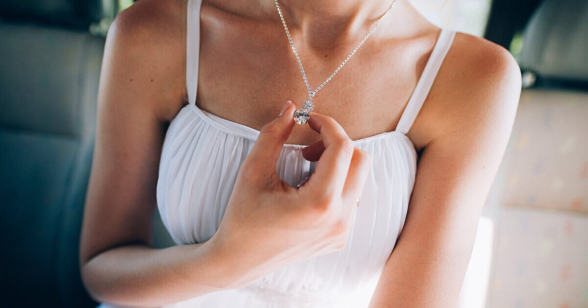 Girl wearing Moldavite Jewelry